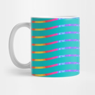 Wavy Lines Rainbow on Teal Mug